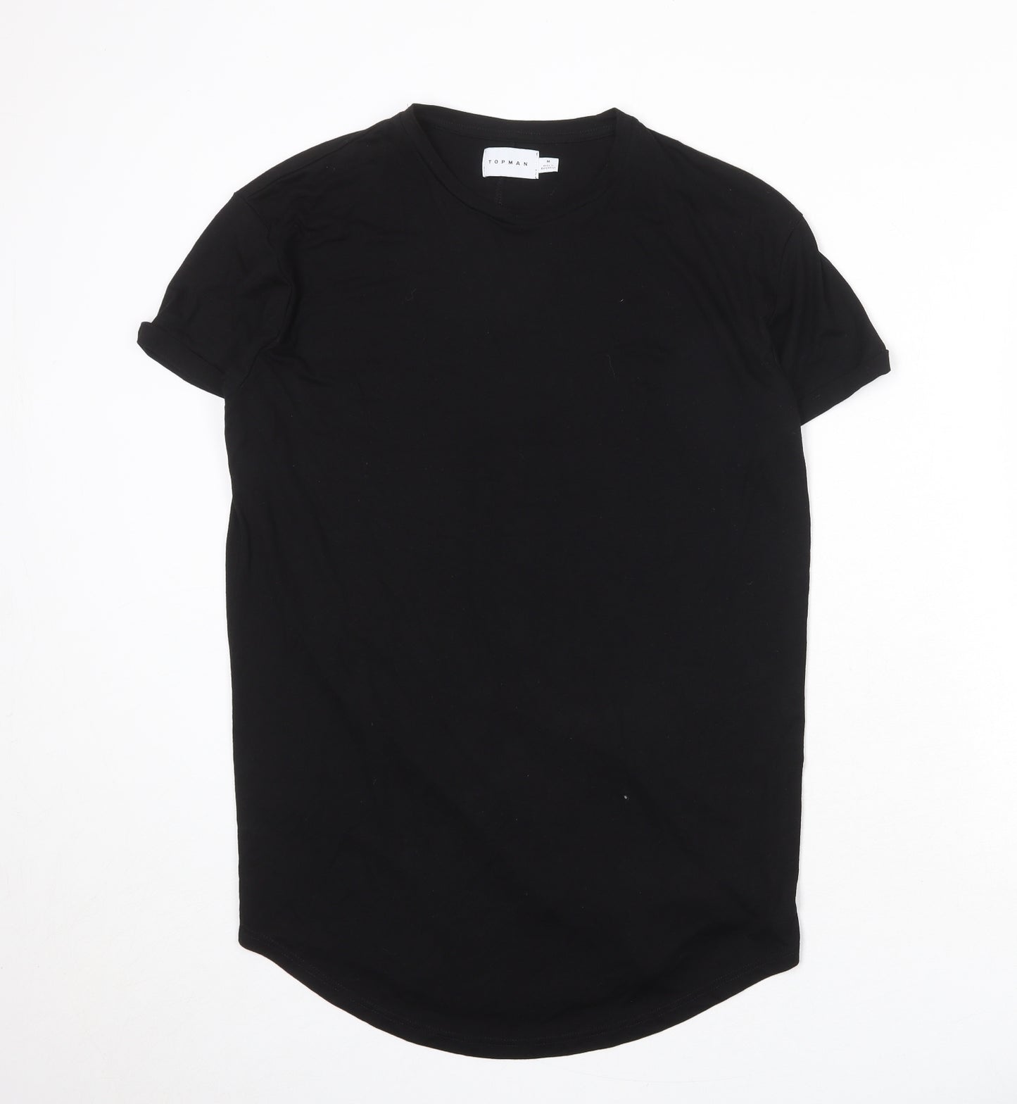 Topman Mens Black Viscose T-Shirt Size M Round Neck