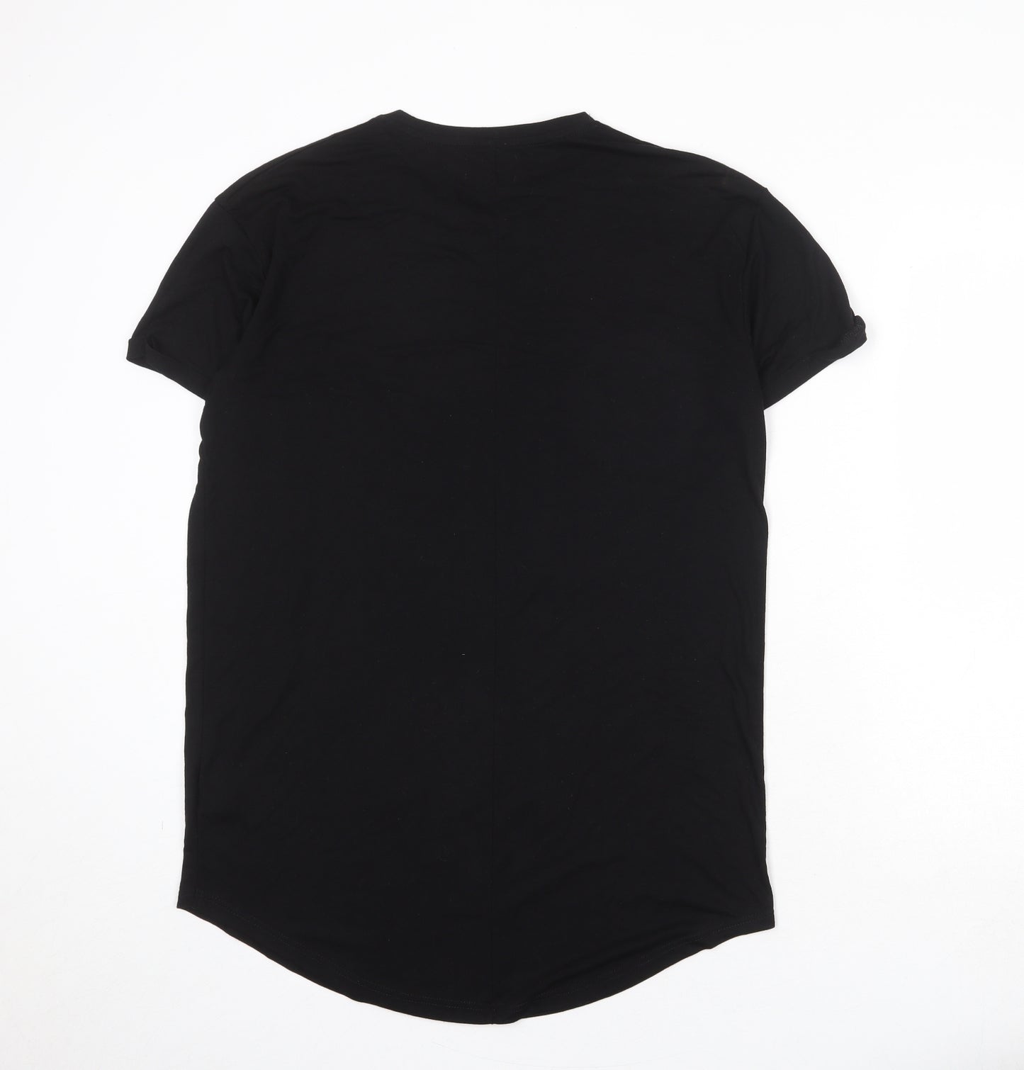 Topman Mens Black Viscose T-Shirt Size M Round Neck