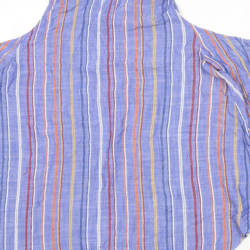 NEXT Womens Blue Striped Viscose Basic Blouse Size 12 Collared - Cold Shoulder