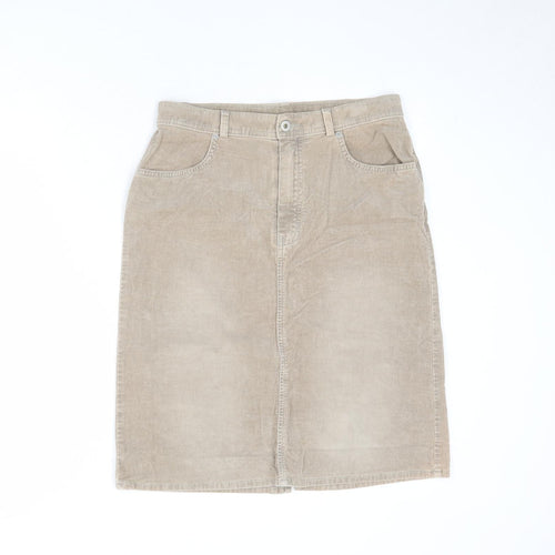 Marks and Spencer Womens Beige Cotton A-Line Skirt Size 12 Zip