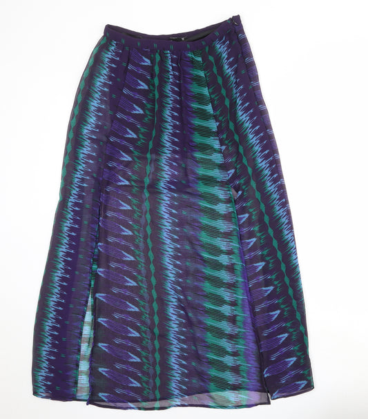 Angie Womens Multicoloured Geometric Polyester Peasant Skirt Size M Zip - Sheer overlay