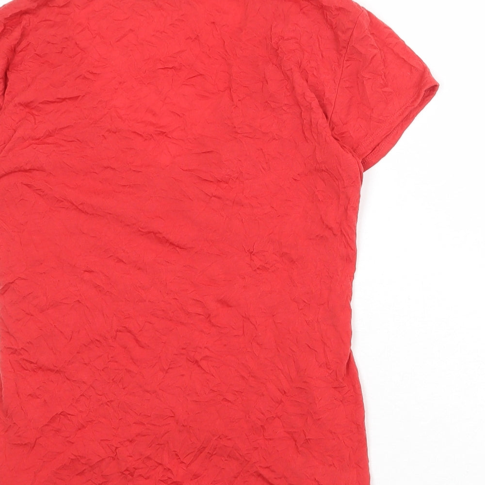 Episode Womens Red Polyester Basic T-Shirt Size 14 V-Neck - Lace Details