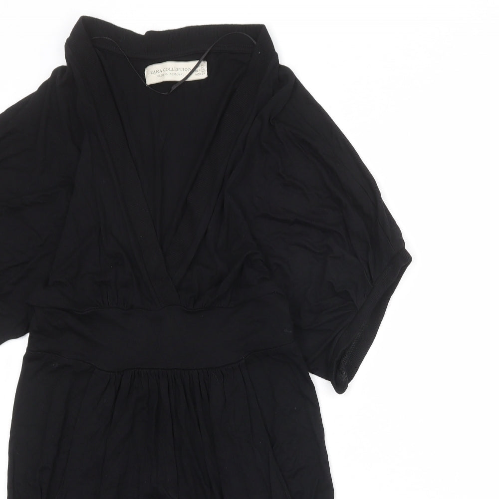 Zara Womens Black Polyester Shift Size M V-Neck Pullover