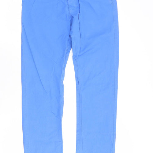 Divided by H&M Womens Blue Cotton Trousers Size 28 in Regular Button