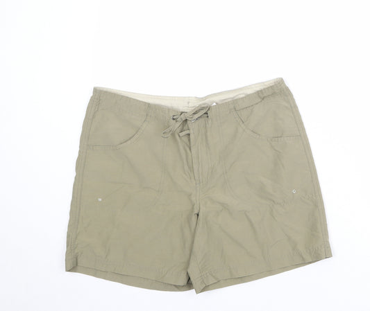 Columbia Womens Green Cotton Chino Shorts Size M Regular Zip