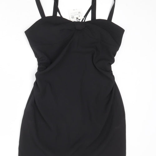Zara Womens Black Polyester Mini Size M Sweetheart Zip