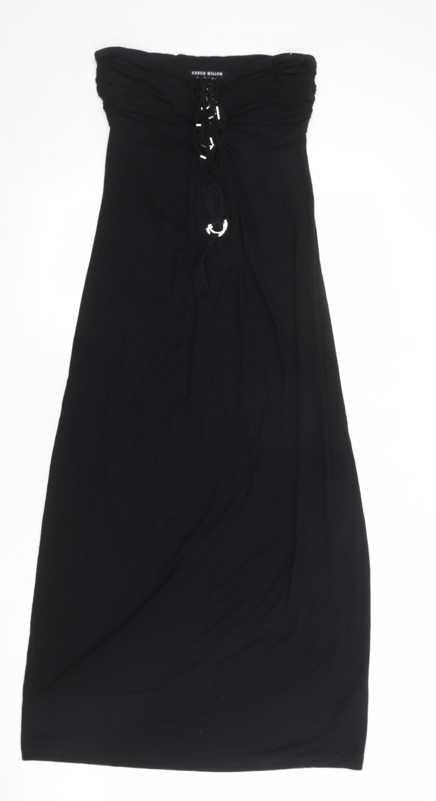 Karen Millen Womens Black Viscose Maxi Size 10 Sweetheart Pullover - Strapless