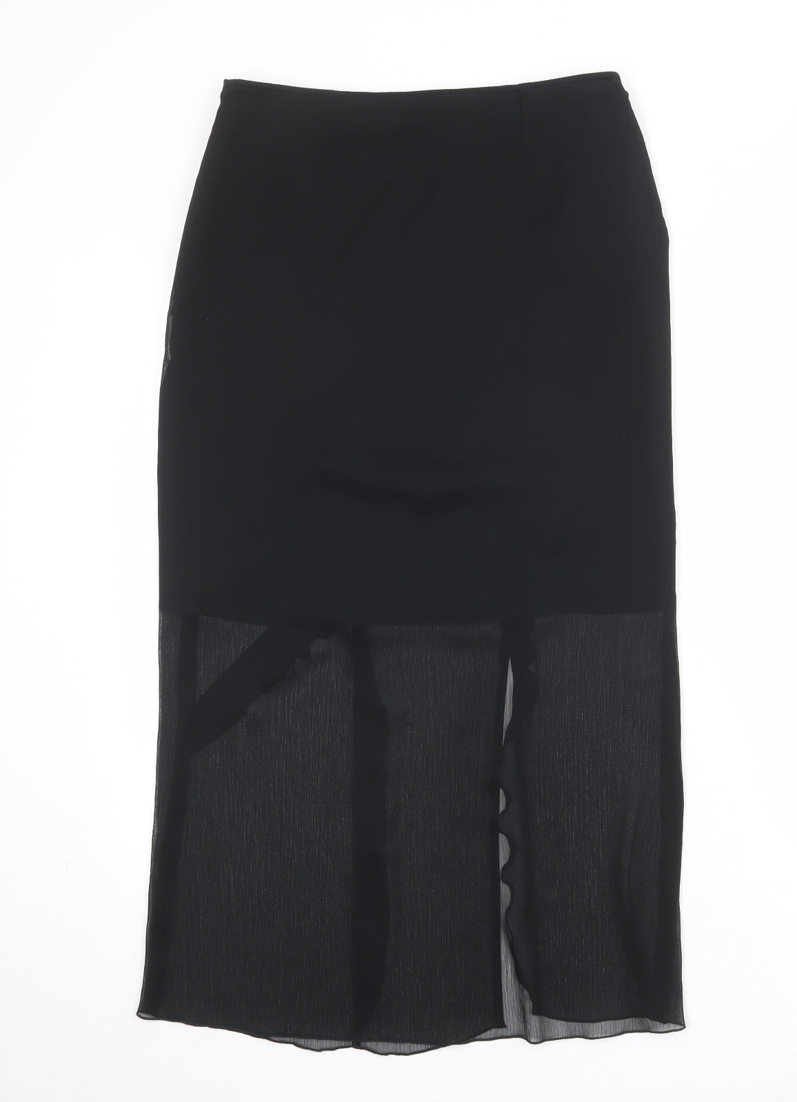 Karen Millen Womens Black Polyester A-Line Skirt Size 10 Zip - Sheer overlay