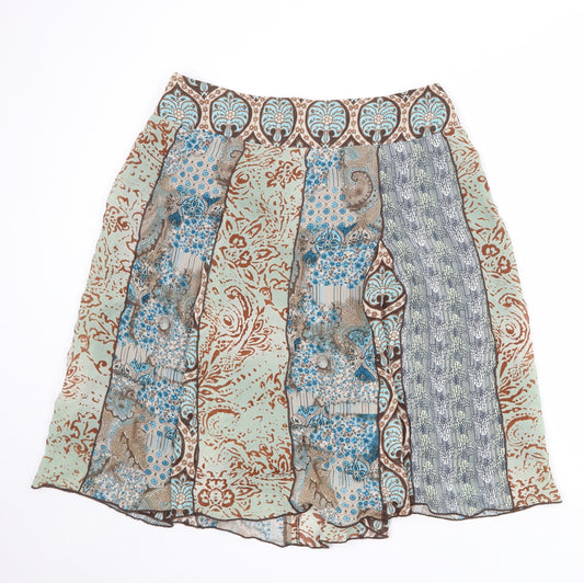 NEXT Womens Multicoloured Geometric Viscose Peasant Skirt Size 14 Zip