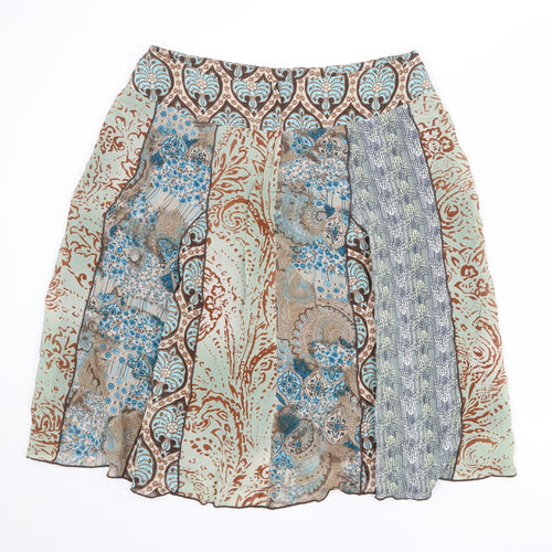 NEXT Womens Multicoloured Geometric Viscose Peasant Skirt Size 14 Zip