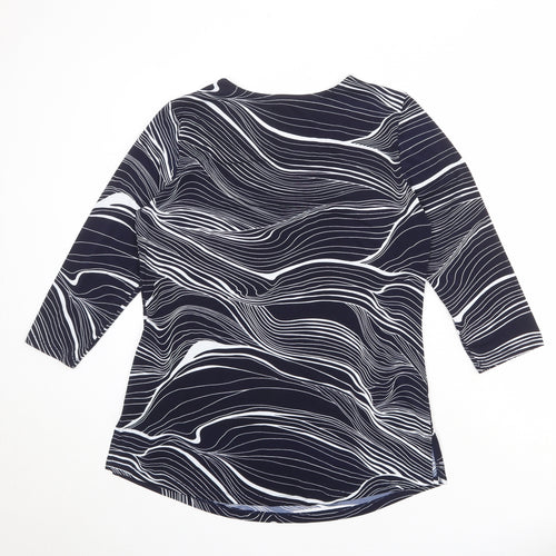 Mr Max Womens Blue Geometric Polyester Basic T-Shirt Size M Round Neck