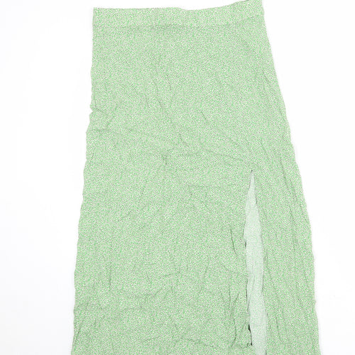 H&M Womens Green Floral Viscose Peasant Skirt Size 16 Zip
