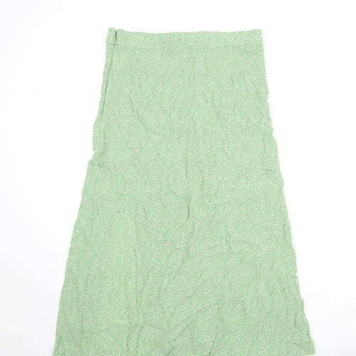 H&M Womens Green Floral Viscose Peasant Skirt Size 16 Zip