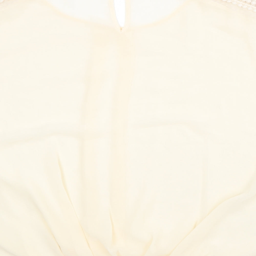 Darling Womens Beige Polyester Basic Blouse Size S Round Neck