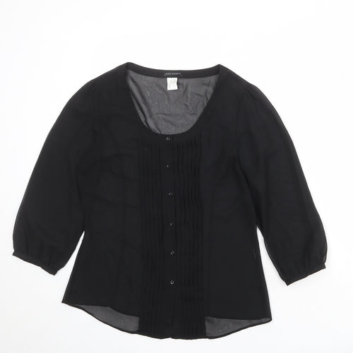 Laura Clement Womens Black Polyester Basic Blouse Size 10 Scoop Neck