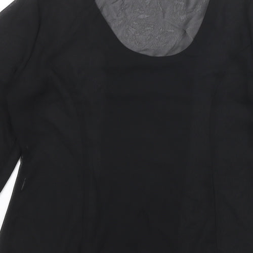 Laura Clement Womens Black Polyester Basic Blouse Size 10 Scoop Neck