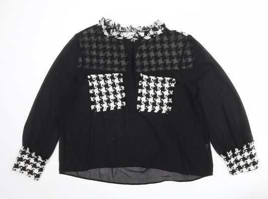 Zara Womens Black Polyester Basic Blouse Size XL Round Neck