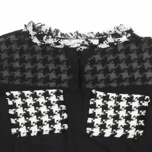 Zara Womens Black Polyester Basic Blouse Size XL Round Neck