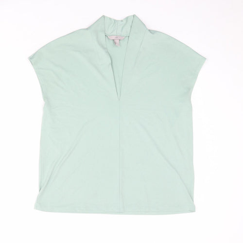 H&M Womens Green Polyester Basic Blouse Size M V-Neck