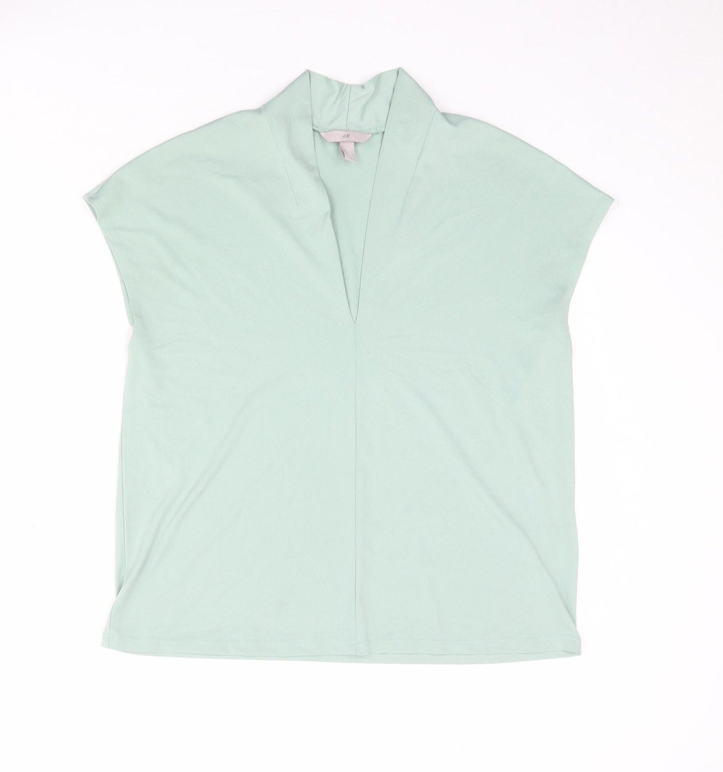 H&M Womens Green Polyester Basic Blouse Size M V-Neck