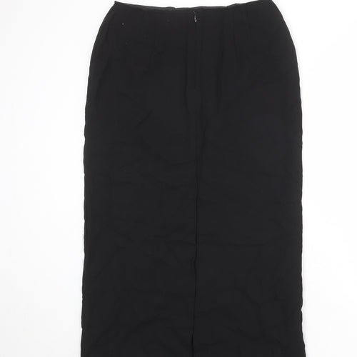 St Michael Womens Black Polyester A-Line Skirt Size 16 Zip