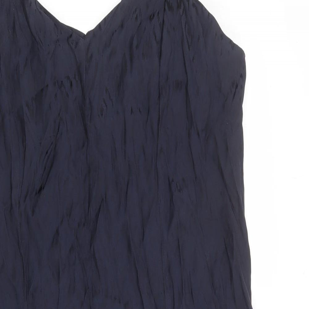 Marks and Spencer Womens Blue Viscose Slip Dress Size 16 V-Neck Pullover