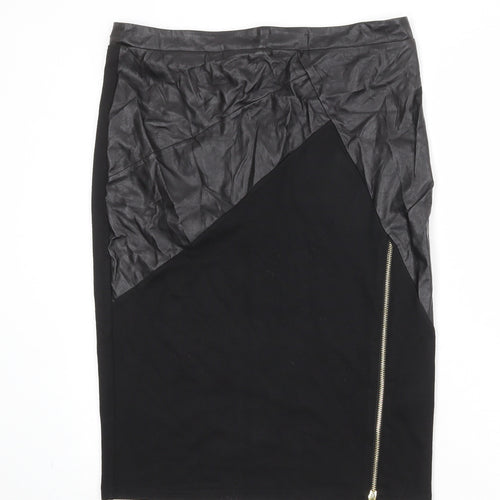 Lipsy Womens Black Polyester A-Line Skirt Size 14 Zip