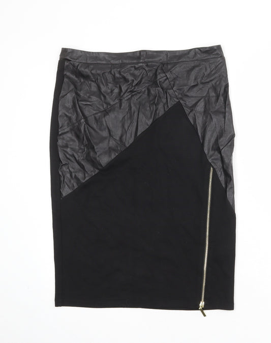 Lipsy Womens Black Polyester A-Line Skirt Size 14 Zip