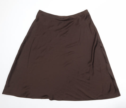 Marks and Spencer Womens Brown Polyester Swing Skirt Size 16