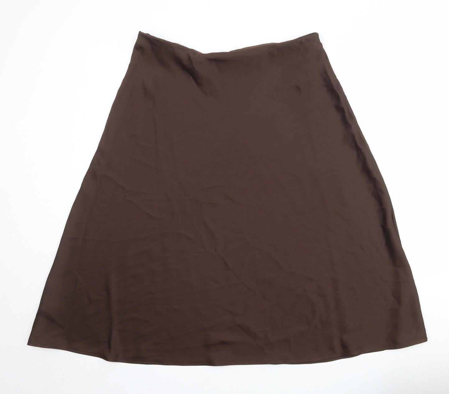Marks and Spencer Womens Brown Polyester Swing Skirt Size 16
