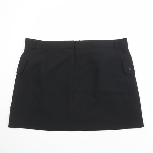 Marks and Spencer Womens Black Polyester Cargo Skirt Size 22 Zip