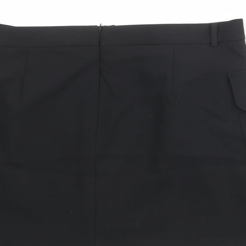 Marks and Spencer Womens Black Polyester Cargo Skirt Size 22 Zip