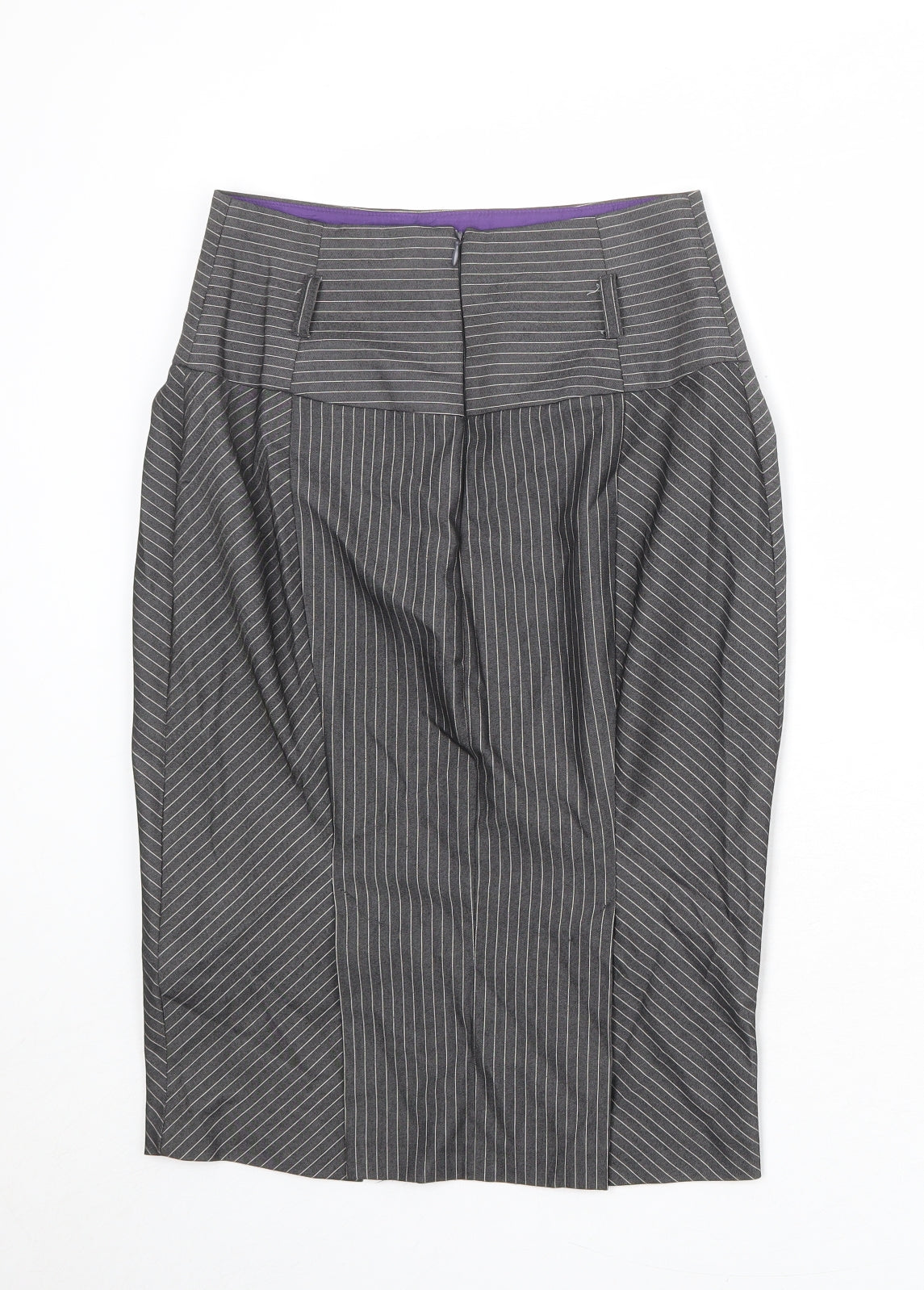 River Island Womens Grey Striped Polyester Straight & Pencil Skirt Size 10 Zip