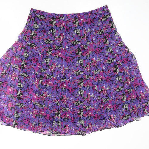 Editions Womens Multicoloured Floral Polyester Swing Skirt Size 12 Zip