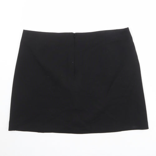 Marks and Spencer Womens Black Polyester A-Line Skirt Size 18 Zip