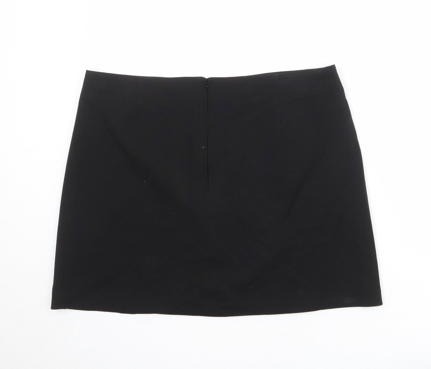 Marks and Spencer Womens Black Polyester A-Line Skirt Size 18 Zip
