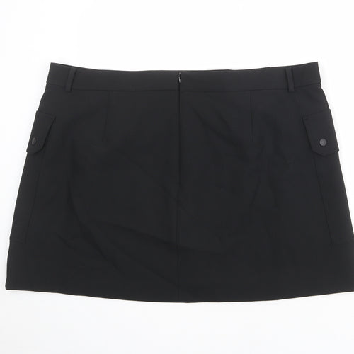 Marks and Spencer Womens Black Polyester Cargo Skirt Size 24 Zip