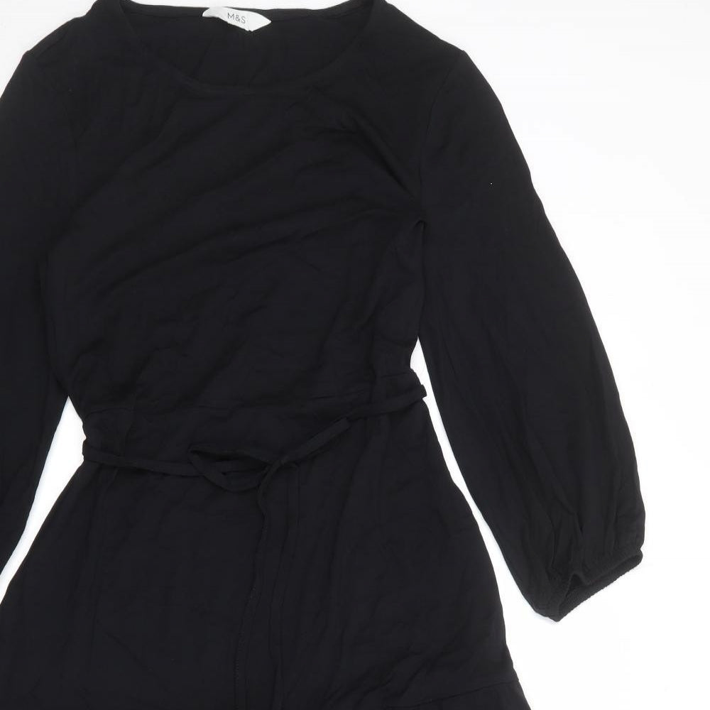 Marks and Spencer Womens Black Viscose Fit & Flare Size 10 Round Neck Pullover