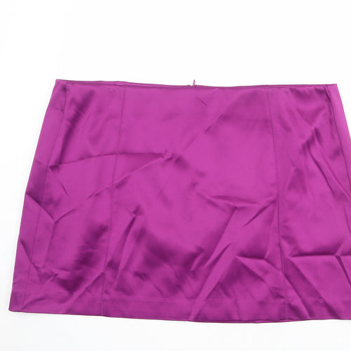 Marks and Spencer Womens Purple Polyester A-Line Skirt Size 24 Zip
