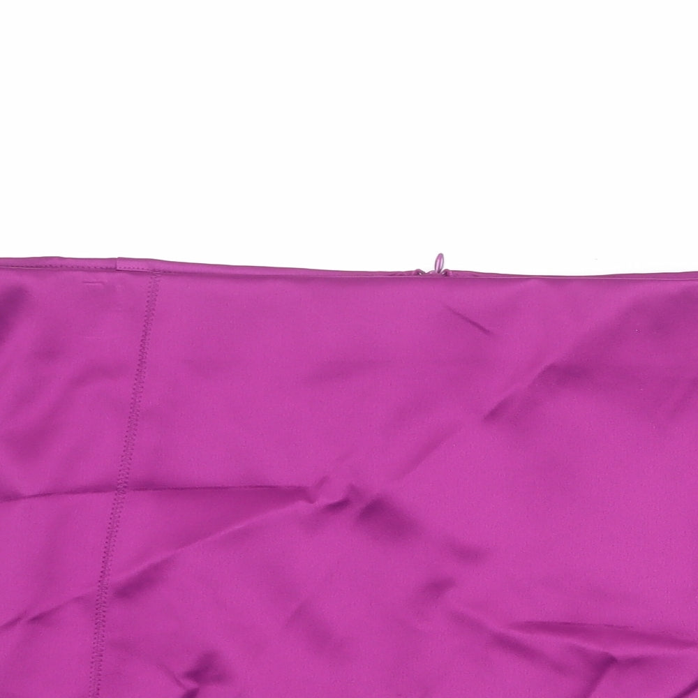 Marks and Spencer Womens Purple Polyester A-Line Skirt Size 24 Zip