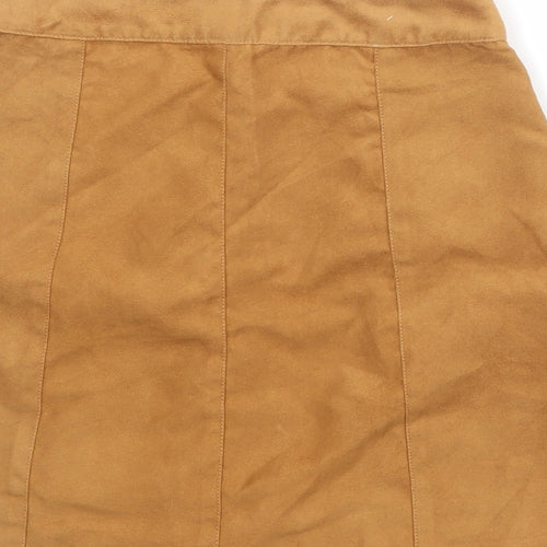 Divided Womens Brown Polyester A-Line Skirt Size 8 Snap