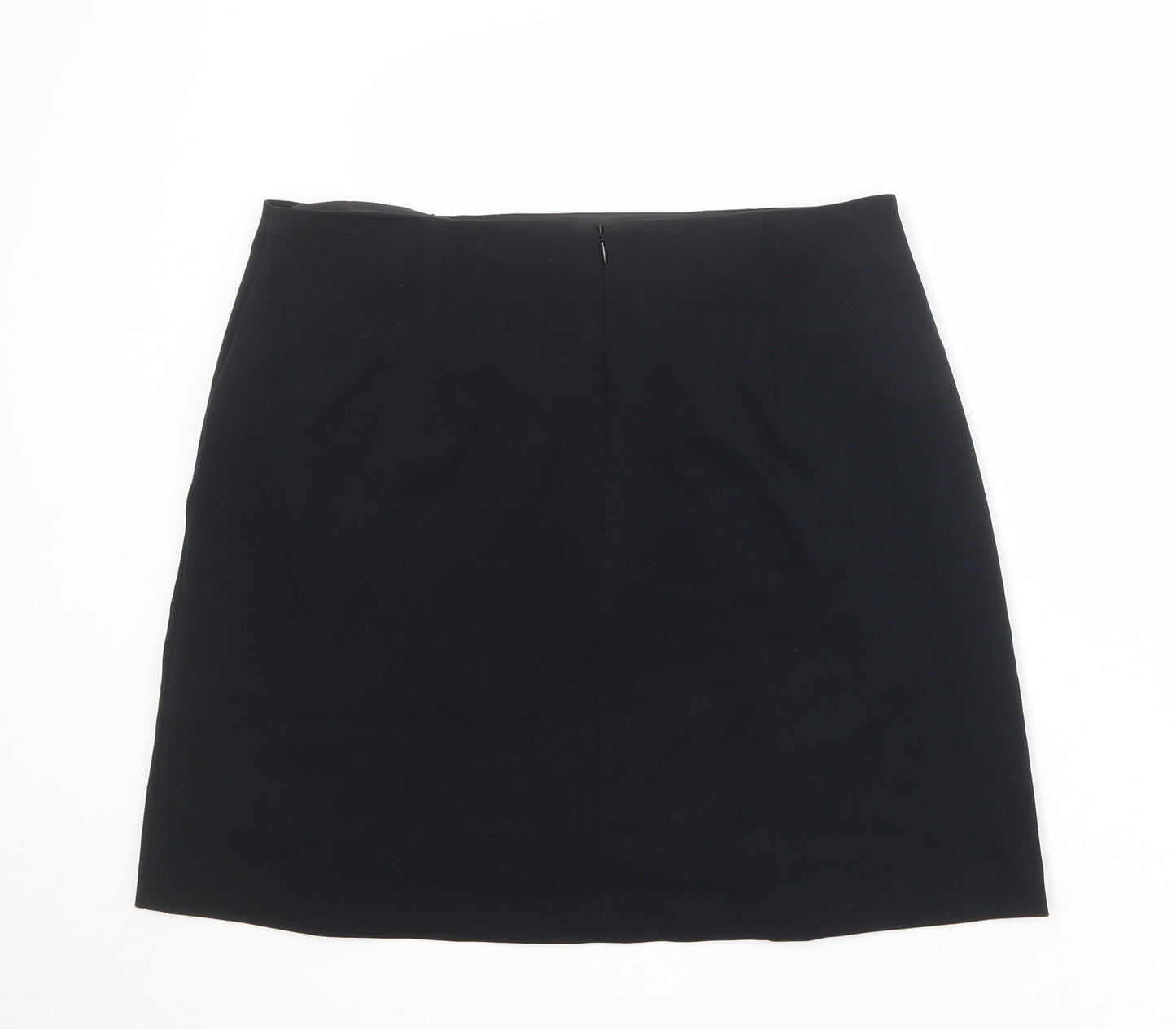 Marks and Spencer Womens Black Polyester A-Line Skirt Size 36 in Zip