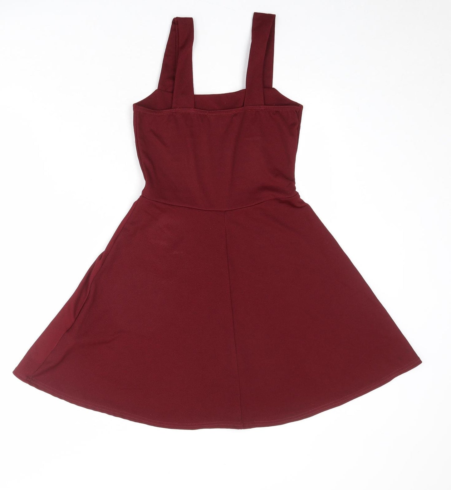 Missguided Womens Red Polyester Pinafore/Dungaree Dress Size 10 Square Neck Pullover