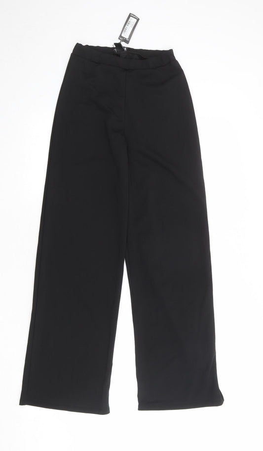 Boohoo Womens Black Polyester Trousers Size 6 Regular - Elastic Waist