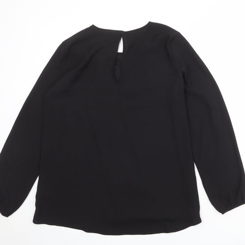 NEXT Womens Black Polyester Basic Blouse Size 16 Round Neck