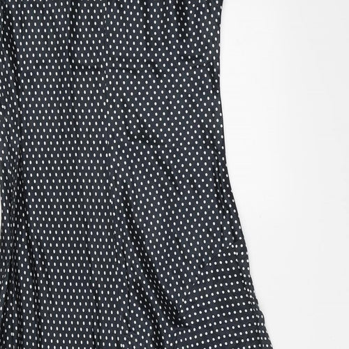 Marks and Spencer Womens Black Polka Dot Viscose A-Line Size 10 Round Neck Pullover