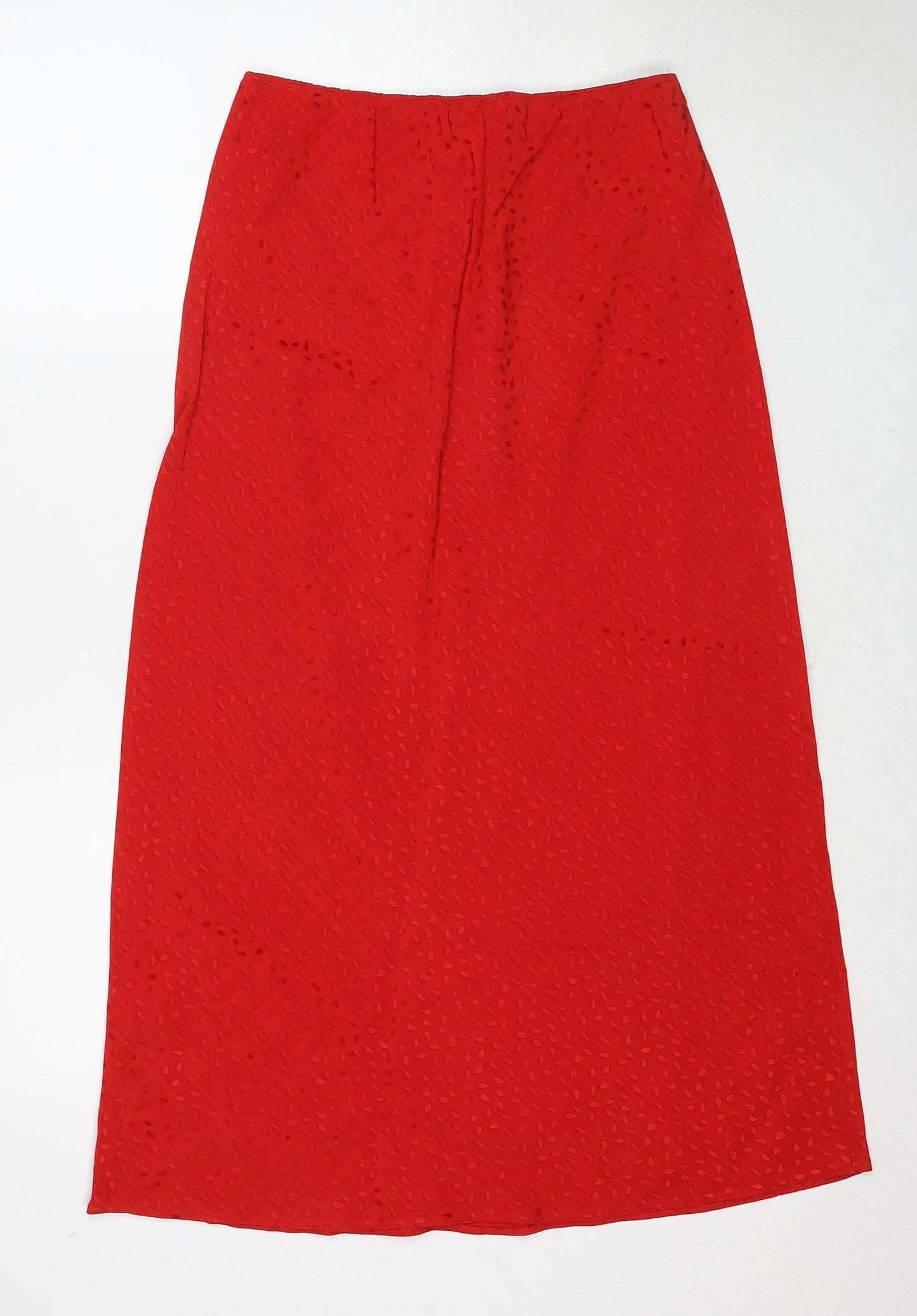 Topshop Womens Red Geometric Polyester A-Line Skirt Size 10
