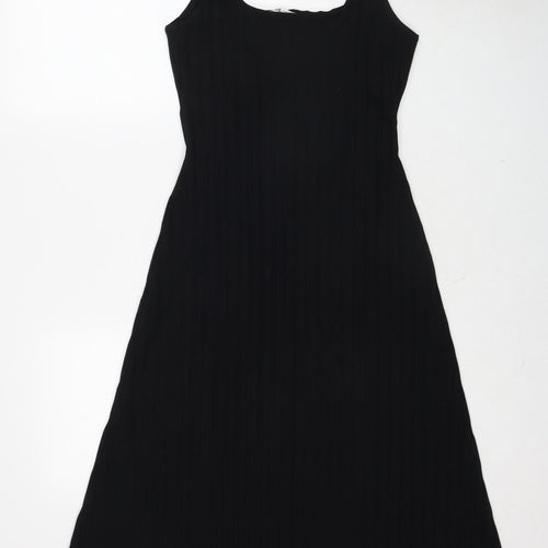 Zara Womens Black Cotton Tank Dress Size S Square Neck Pullover