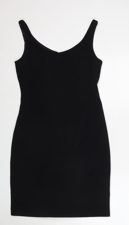 Jigsaw Womens Black Polyester Bodycon Size 10 V-Neck Zip