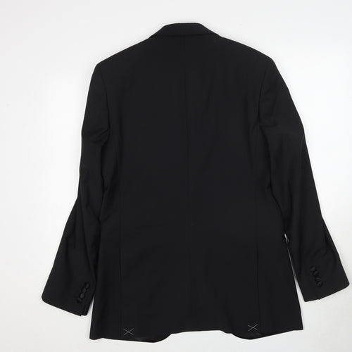 Marks and Spencer Mens Black Wool Tuxedo Suit Jacket Size 38 Regular